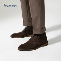 Handmade Desert Boots Male Boots High Help Tooling Boots Upturned Fur Winter Plus Suede Short Boots Inglén Wind Anti Suede Derby Boots