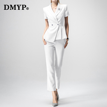 White professional formal womens suit beauty salon work clothes Summer short-sleeved medical beauty professional suit dress