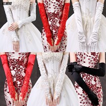 Wedding Gloves Lace Long Elegant Winter White Bride Wedding Dress Gloves Sen Korean Warm