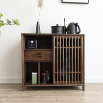 Black walnut tea cabinet solid wood small storage cabinet living room tea room under the bucket new Chinese boiling water Cabinet side cabinet