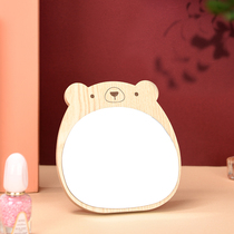  lattliv life worry-free bear wooden table mirror creative dormitory mini makeup mirror desktop portable small mirror