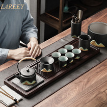 LAREEY Japanese Kung Fu tea set Household gift Da Shan glaze painting color ceramic teapot Teacup heavy bamboo tea tray
