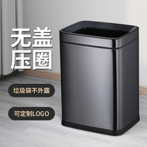 Stainless steel square trash can household kitchen without lid toilet storage direct injection commercial indoor hotel room tube