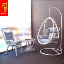 Net red birds nest hanging basket table and chair three-piece tea table swing home lazy rocking chair outdoor single cradle rough rattan