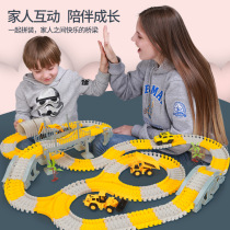 Small train rail car toy boy puzzle racing track Childrens roller coaster Electric car set super long model