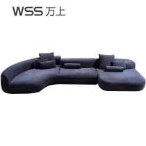 Italian Minimalist SOFA Real Leather Sofa Head Layer Cow Leather Arched Corner Villa Big Family living room leather sofa
