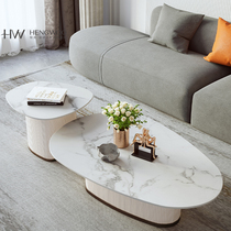 Hengwo special-shaped rock board coffee table small apartment light luxury modern high-grade white coffee table creative designer furniture