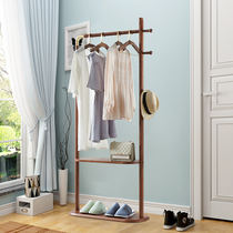 Solid Wood hanger floor bedroom room brass coat rack simple modern entrance hangers household clothes shelf