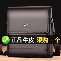 Male Backpack Casual Satchel Genuine Leather Single Shoulder Multifunction Cow Leather Skew Satchel Bag new business briefcase Mens bag