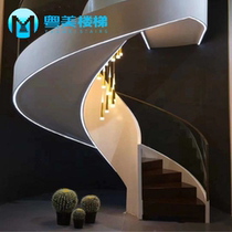 Shenzhen rotating stairs custom glass handrail guardrail Villa net red staircase design package installation light luxury modern