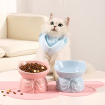 Cute ceramic lovers Cat Bowls Cat Basin Cat Food Basin Water Bowl neck Tilt high foot Kitty Bowl dog Bowl Bowl Pet Bowl