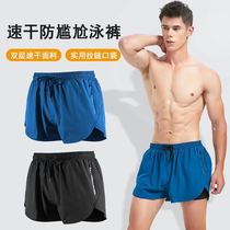 Swim trunks mens defense embarrassment loose swimming angle swimsuit size five points beach pants quick dry can be launched hot spring equipment