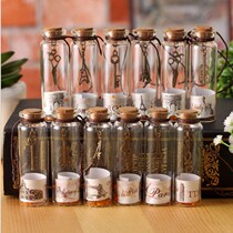  Korean version of the retro wishing bottle metal pendant luminous sand bottle Creative gift small drift bottle cork glass