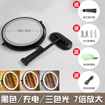 New bathroom makeup mirror LED wall-mounted dressing mirror Hotel bathroom magnifying glass free hole expansion