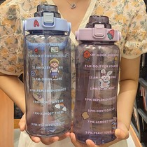 New high-value large-capacity male summer kettle plastic students outdoor scale water Cup Tons Tons Tons of net Red Women