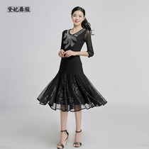 Tanabata new modern dance suit black slim top female ballroom dance Skirt Waltz skirt