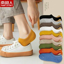Socks Lady Boat Socks Summer Light Mouth Invisible Socks Female Pure Cotton Spring Fall Non-slip Anti heel Summer Thin Cash Socks Woman