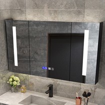 Bathroom integrated mirror cabinet Solid wood with lamp wall storage storage smart cabinet shelf Bathroom anti-fog mirror