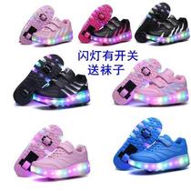 Roller skates can button shoes two wheels walking single wheel with invisible girl boy pulley flashing light shoes with wheels students