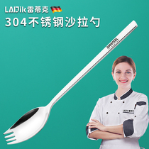 304 stainless steel fork spoon one body 2 sets children salad dessert spoon Fork baby short handle fork spoon dual use