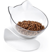 Cat Bowl Double Bowl Sloping Transparent Double Bowl Tilt Cat Food Pins Non-ceramic Pet Bowl Cat Bowl Dog Rice Bowl