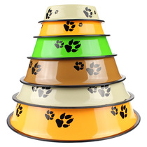 Spot Baking Varnish Stainless Iron Pet Bowl Dog Food Basin Printed Non-slip Dog Bowl and Cat Bowl Pet Supplies