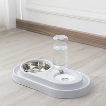 Multifunction Stainless Steel Pet Double Bowl Automatic Drinker Dog Bowl cat Bowl dog feeding anti-leakage wet mouth Supplies