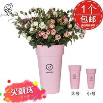 Wake up bucket square flowers Flowers Bucket Plastic Raised buckets Home Flower Flower Shop Flower Shop Professional Waking Up