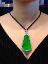 Natural A Goods Emerald Guanyin Pendant Ice Seed Emperors Green 18k Gold Inlaid Jade Pendant Safe Button Neck Accessories Necklace Woman