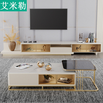 2021 New light luxury Rock Board coffee table TV cabinet combination small apartment modern simple Italian marble living room