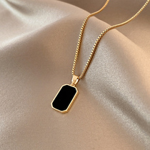 Small Red Book Recommended Black Square 18K Necklace Woman Lock Bone Chain Ottles Special Cabinet Withdrawal Halal Discount