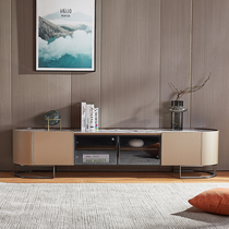 LDAD Italian light luxury Rock board TV cabinet coffee table combination modern simple saddle leather floor cabinet imported living room furniture