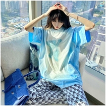 WELLDONE WE11DONE short-sleeved T-shirt bear tie-dyed round neck loose sleeve head thin new couple top
