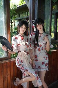 【定Gold】 Rose 废墟 Brand Original #胭脂红茶#改良国风 Cheongsam Lolita bhiner lolita fashion