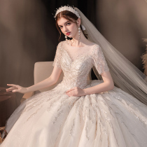 French light main wedding dress 2021 new bride winter little pregnant woman high waist high quality Palace wind tailing