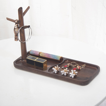 Solid wood hanging key holder entrance entrance porch creative ornaments living room desktop storage rack storage box key storage tray