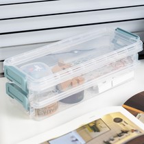 Korean students large capacity transparent storage box multifunctional pencil box Net red stationery box men and women double pen box