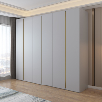 Modern minimalist wardrobe home bedroom Nordic light luxury minimalist four-six door combination to the top wooden overall wardrobe