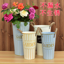Large florist wrought iron household flower bucket Retro dried flower flower arrangement bottle bubble flower bucket wake flower pot flower tube flower special