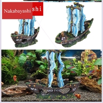 Fish tank landscaping decoration boat aquarium fish shrimp shelter cave ornaments hollow resin boat 7343