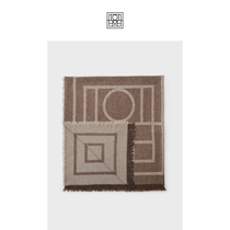 Toteme Como tobacco brown letter logo print wool cashmere blend tassel scarf