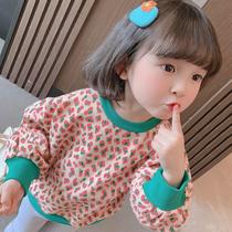 Girl spring BAO WEN sweater 2021 new children Foreign style base shirt female baby spring and autumn Joker long sleeve top