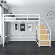 Iron elevated bed household bedroom room upper and lower layer of double iron rack bed student dorm thick to bed under table