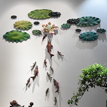 New Chinese restaurant wall decorations living room porch hangings wall pendants three-dimensional relief lotus leaf goldfish wall decorations