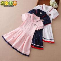 Childrens clothing girls  dress Summer childrens short-sleeved princess dress Little girl Western style fashion doll collar spring skirt