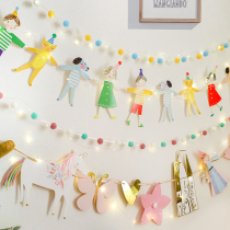 Childrens birthday flag decoration boy birthday party Kindergarten handmade diy pendant scene decoration Princess girl