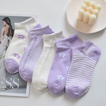 Purple socks purple socks female Korean socks summer thin boat Socks Japanese cute streak Net red ins