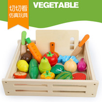 Young children magnetic fruits and vegetables cut to the kitchen baby intelligence development play home simulation set toys