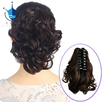 Wig female net red anchor dish hair ponytail natural realistic big waves pear flower curly hair Tie grab clip ponytail