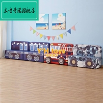 Small train crawling high-end software combination early education center parent-child Garden shape train sofa high-speed rail soft bag stool